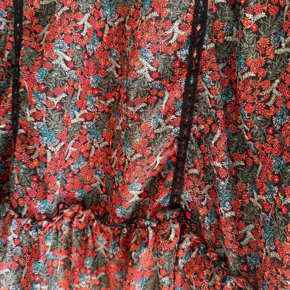 Matilda Jane Carol Tunic Blouse Gypsy Sz XL Boho Floral Long Sleeves Peasant Top - Picture 6 of 10